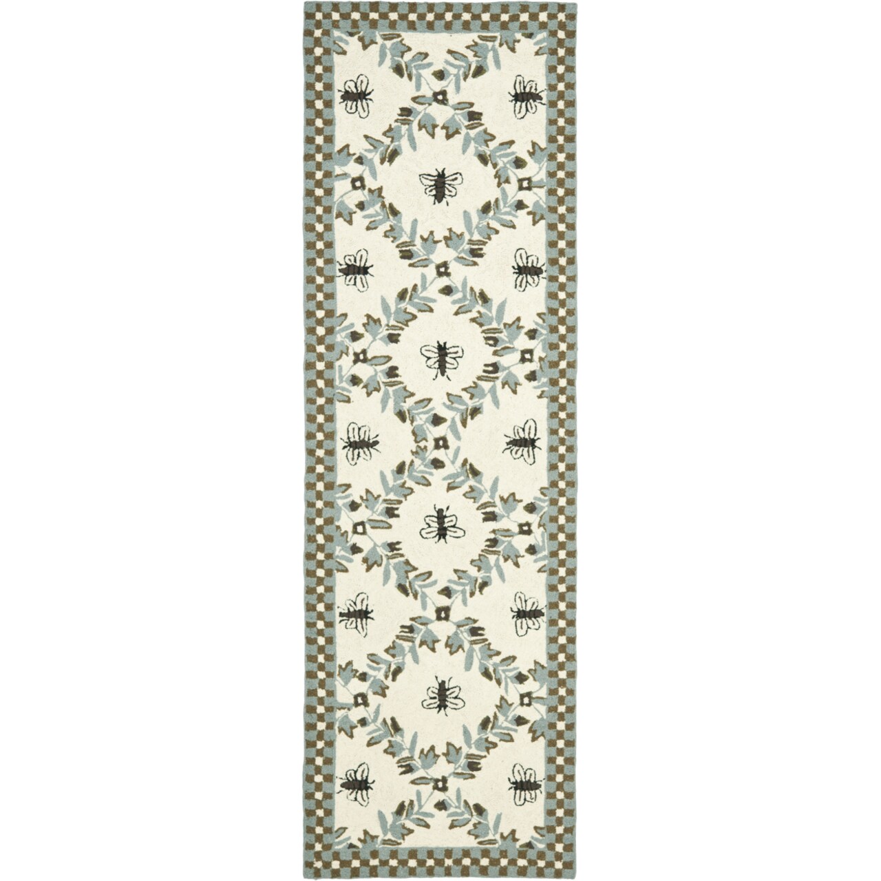 Safavieh Chelsea Hk55G Hand-Hooked Ivory / Blue Rug Hand Hooked Area Rug